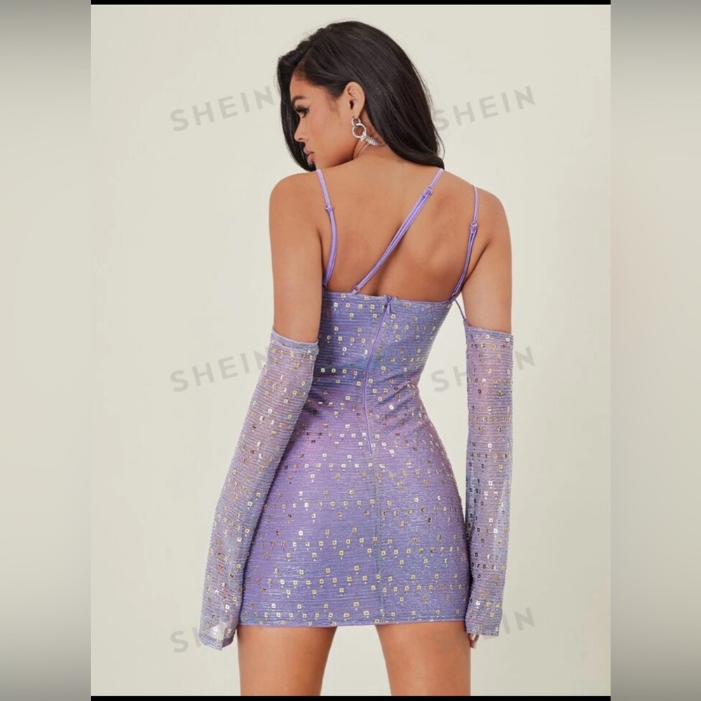 SHEIN X Galloways Cold Shoulder Sequin Bodycon Dress